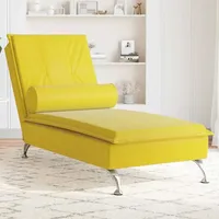 VidaXL Massage-Chaiselongue mit Nackenrolle Gelb Samt