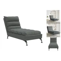 VidaXL Chaiselongue mit Kissen dunkelgrau Stoff silber