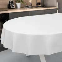 ANRO Wachstuch-Tischdecke abwaschbar Outdoor Indoor Oval 180x140cm Schnittkante Weiß