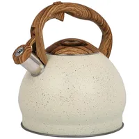 Belle Vous Beige texturierter Pfeifkessel - 3L Teekanne für