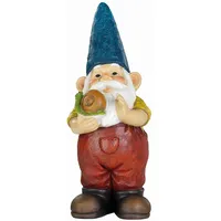 MARELIDA Gartenzwerg HANS Zwerg mit Schnecke Dekofigur Polyresin Gartenfigur