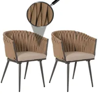 Mendler 2er-Set Aluminium-Gartenstuhl HWC-N38, Outdoor Stuhl Armlehne, Olefin Seilgeflecht