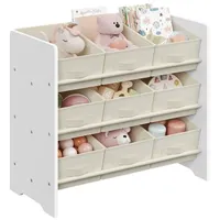 Songmics Kinderregal mit 9 Aufbewahrungsboxen aus Vliesstoff wolkenweiß
