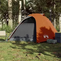 VidaXL Kuppel-Campingzelt 4 Personen Grau und Orange Wasserdicht