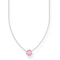 Thomas Sabo Kette mit pinkfarbenem Zirkonia-Anhänger Silber