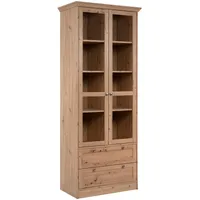 Livetastic Vitrine Eiche Artisan Metall, 3 Fächer, 2 Schubladen,