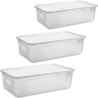 Centi 3er Set Aufbewahrungsboxen mit Deckel Plastikbox 5L transparent