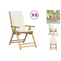 VidaXL Gartenstühle 6 Stk. Verstellbar Klappbar mit Kissen Bambus
