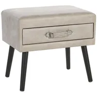 Beliani Nachttisch Beige Kunstleder Kiefernholz 46 x 35 cm