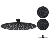VidaXL Regenbrause Edelstahl 20 cm Rund Schwarz