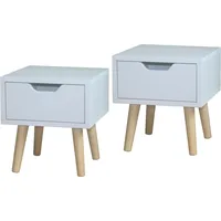 Hti-Living Nachttisch 1 Schublade 2er-Set Thekla Weiß