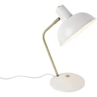 QAZQA Retro-Tischleuchte Weiß mit Bronze 38cm - Milou