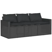 VidaXL Garten-Lounge-Set 3-Sitzer schwarz