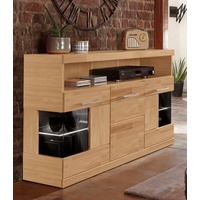 Home Affaire Sideboard »Ribe,130cm breit,Fronten Massivholz,2Türen mit gehärtetem Glaseinsatz«,