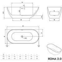 Bernstein Freistehende Badewanne Bernstein ROMA 2.0 170x75x58 cm Weiß