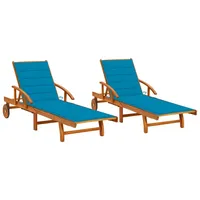 VidaXL Sonnenliegen 2 Stk. mit Auflagen Massivholz Akazie