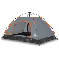 VidaXL Campingzelt 3 Personen Grau und Orange Quick Release