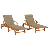 VidaXL Sonnenliegen 2 Stk. mit Auflagen Massivholz Akazie