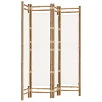 VidaXL 4-tlg. Paravent Faltbar 160 cm Bambus und Canvas