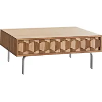 DeLife Couchtisch Fevo 80x60 cm Akazie Natur L-Fuß Edelstahl