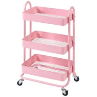 [en.casa] Küchenrollwagen Pyhäntä mit 3 Ebenen Rosa