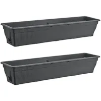 Buri 2x Balkonkasten 100cm Wasserspeicher anthrazit, 25 L -