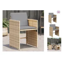 VidaXL Gartenstühle mit Kissen 4 Stk. Beigemischung Poly Rattan