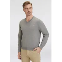 GANT Klassischer V-Neck", Pullover aus Baumwolle, - grau -