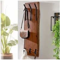 FineBuy Wandgarderobe Holz Metall 100 cm Garderobe Flur Hakenleiste