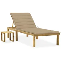 VidaXL Garten-Sonnenliege mit Tisch und Auflage Kiefer Imprägniert