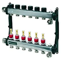 TECE floor Edelstahl-Heizkreisverteiler mit Durchflussanzeige slq, poliert, 1" Innengewinde