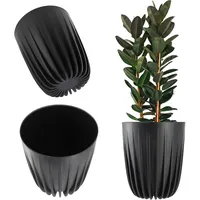 Kadax Blumentopf aus Kunststoff mit Naturmaterialien, 14.5 cm, Schwarz