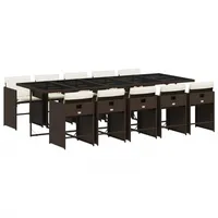 VidaXL 11-tlg. Garten-Essgruppe mit Kissen Braun Poly Rattan