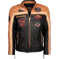 Top Gun Racing, Lederjacke - Schwarz/Orange/Weiß - 3XL