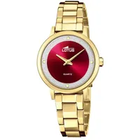 Lotus Damen Armbanduhr aus Edelstahl in der Farbe Gold-Silber-Rot