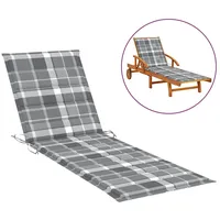 VidaXL Sonnenliegen-Auflage Grau Karomuster 200x70x3 cm Oxford-Gewebe