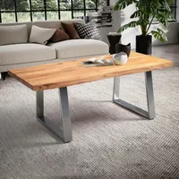 FineBuy Couchtisch 120 cm Braun Akazie 120 x 60
