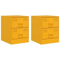 VidaXL Nachttische 2 Stk. Gelb 34,5x39x44 cm Stahl