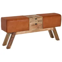 Wohnling Sitzbank 120x30x56 cm - Leder braun