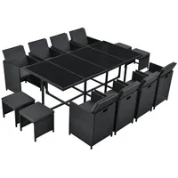 Juskys Polyrattan Sitzgruppe Baracoa XXL 13 Teilig Schwarz