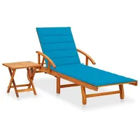 Furnicato Sonnenliege mit Tisch und Auflage Akazie Massivholz,