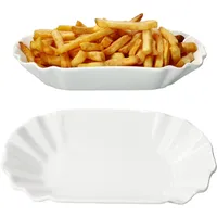 Mambocat 2x Frietjes XL Pommesschale oval weiß Currywurst-Schale Servier-Teller