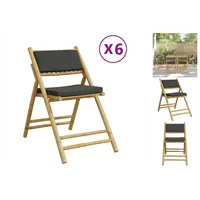 VidaXL Bistrostühle 6 Stk. Klappbar mit Dunkelgrauen Kissen Bambus
