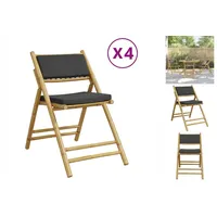 VidaXL Bistrostühle 4 Stk. Klappbar mit Dunkelgrauen Kissen Bambus