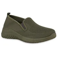 Stiefelparadies Damen Slip Ons in Olivgrün