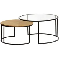 Miliboo Ausziehbare Couchtische aus gehärtetem Glas und massivem Mangoholz