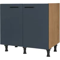 Nobilia Spülenschrank ""Easytouch", vormontiert, mit höhenverstellbaren Sockelfüßen", blau (front: