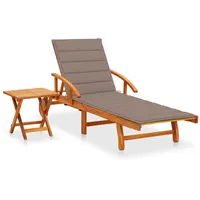 VidaXL Sonnenliege mit Tisch und Auflage Akazie Massivholz