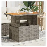 VidaXL Gartentisch Grau 100x55x73 cm Poly Rattan und Akazienholz