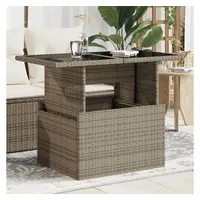VidaXL Gartentisch mit Glasplatte Grau 100x55x73 cm Poly Rattan